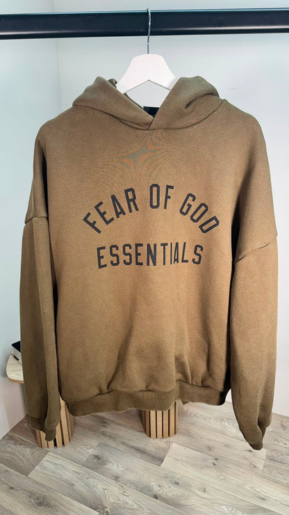 Essentials Khaki Logo Hoodie – Medium