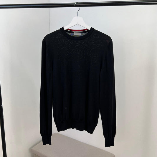 Dior Mens Black Red White Stripe Jumper With Bee Logo - Small