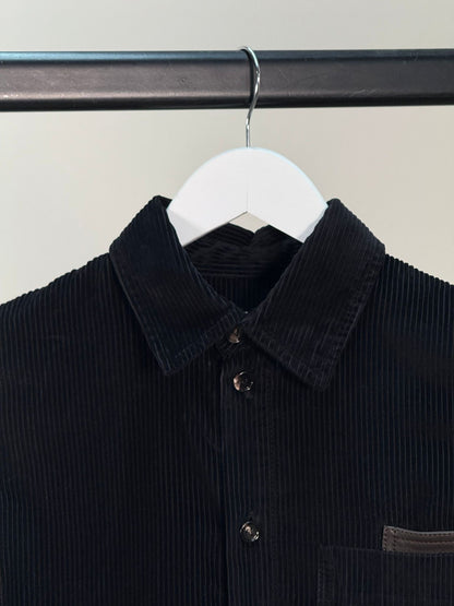 Bottega Veneta Black Ribbed Leather Trimmed Cotton Corduroy Overshirt Jacket - 40/M