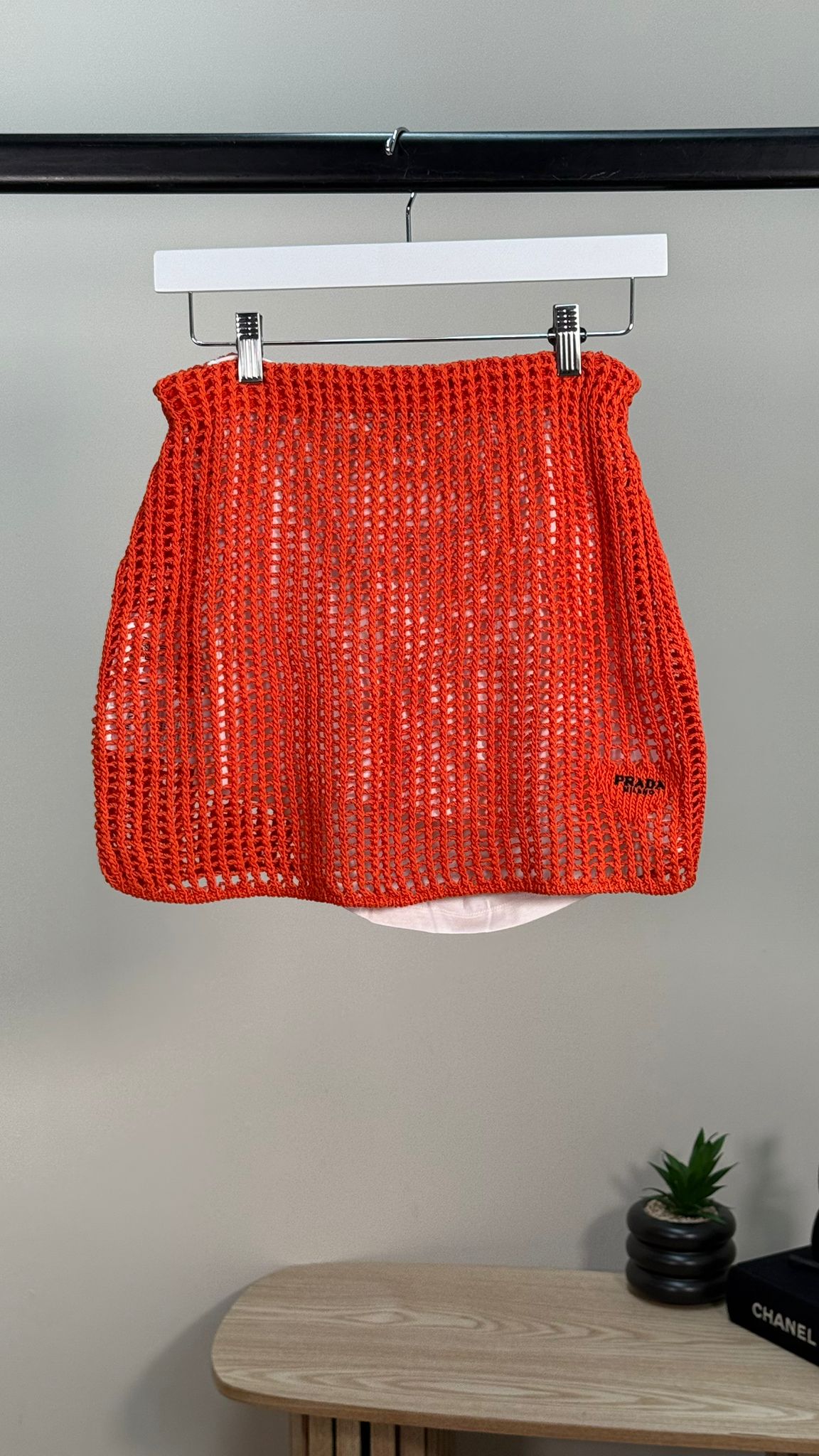 Prada Coral And White Crochet Skirt - 40/M