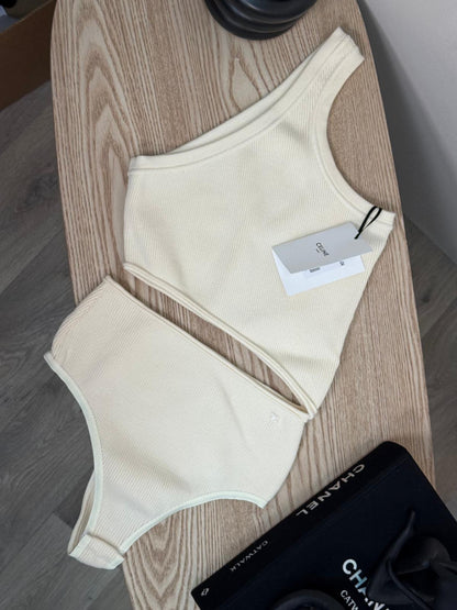 Celine Ribbed One-Shoulder Cut-Out Bodysuit - New In Tags Medium