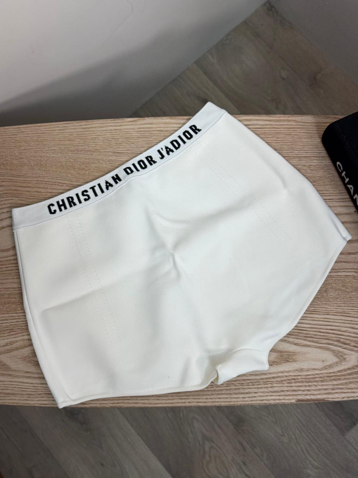 Dior Black And White Bralette High-Waisted Shorts Set - Large Top / Medium Pants