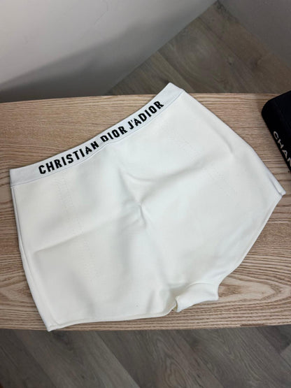 Dior Black And White Bralette High-Waisted Shorts Set - Large Top / Medium Pants