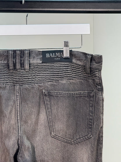 Balmain Black Washed Ribbed Jeans - 32 waist