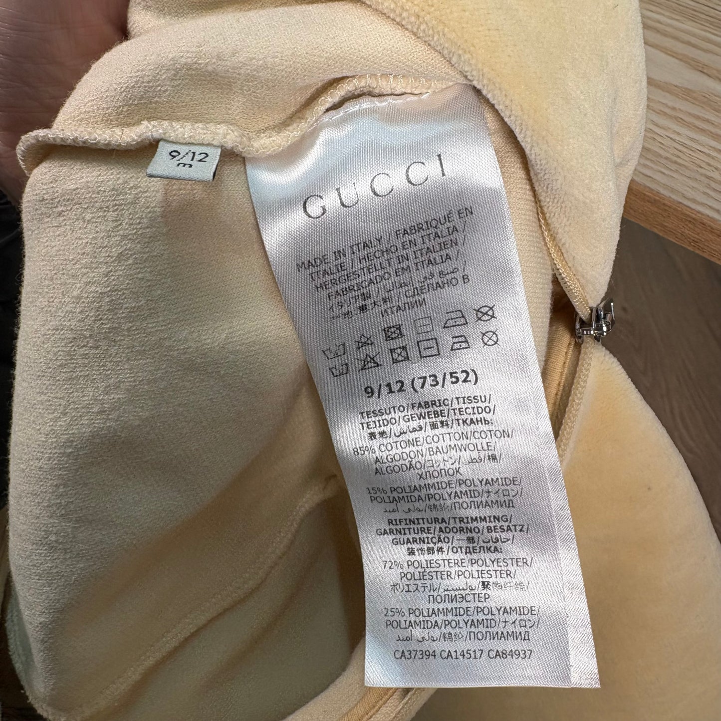 Kids Gucci Cream Baby Grow – 9-12 Months