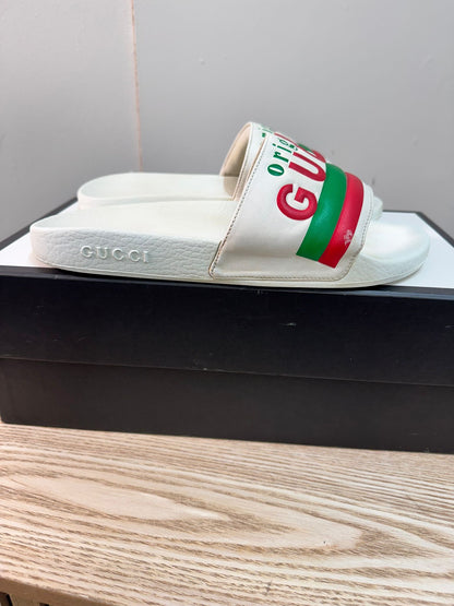 Gucci White Gucci Rubber Slider – UK 8
