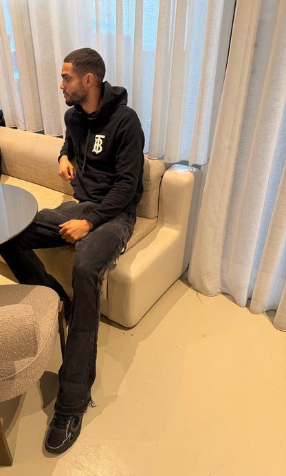 Burberry Monogram Motif ‘TB’ Cotton Hoodie – Medium