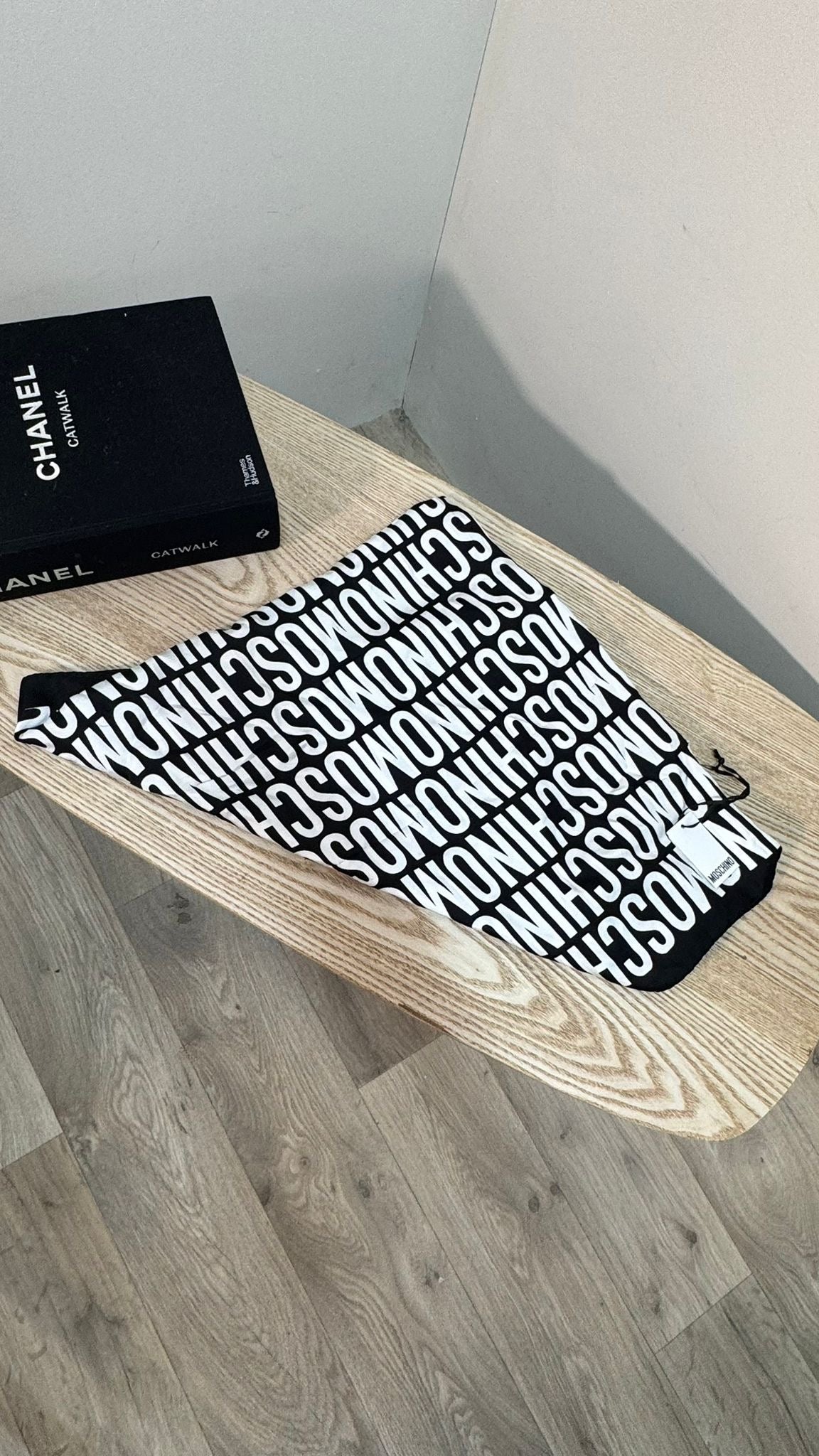 Moschino Black And White Multi Logo Scarf