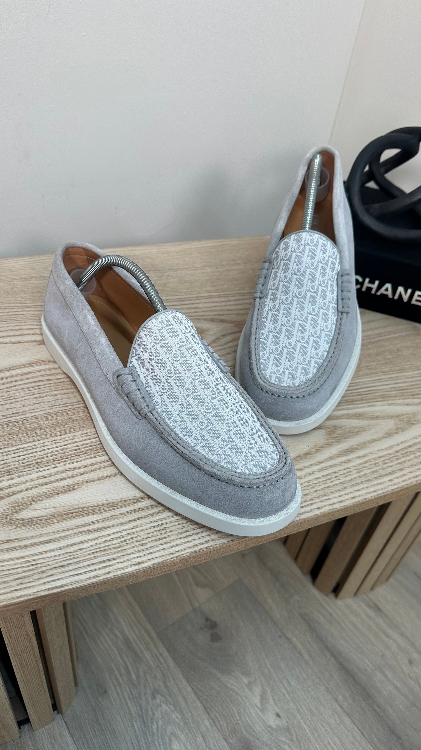 Dior Granville Light Grey Suede Oblique Loafer – UK 8