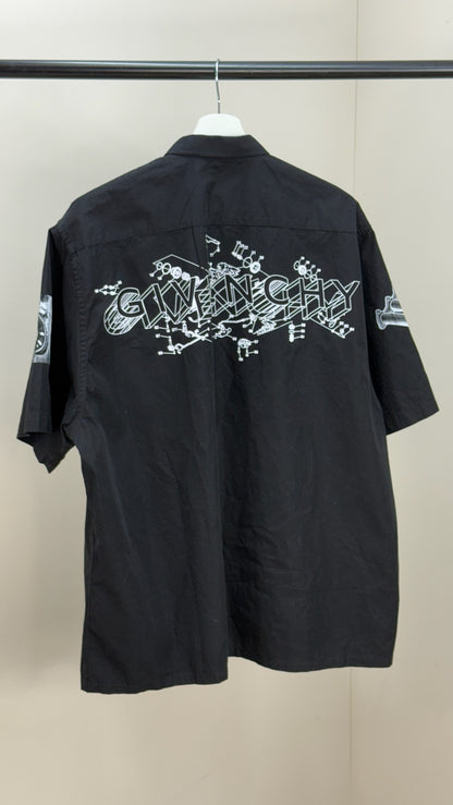 Givenchy Black Schematic Graphic Sports Shirt - 39