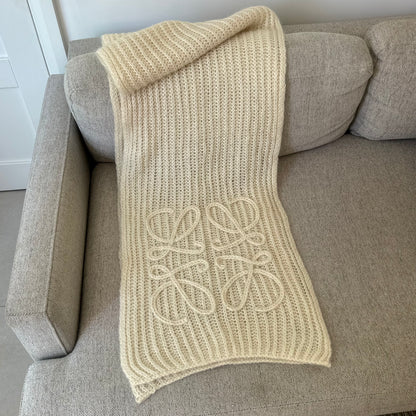Loewe Cream Mohair Anagram Scarf