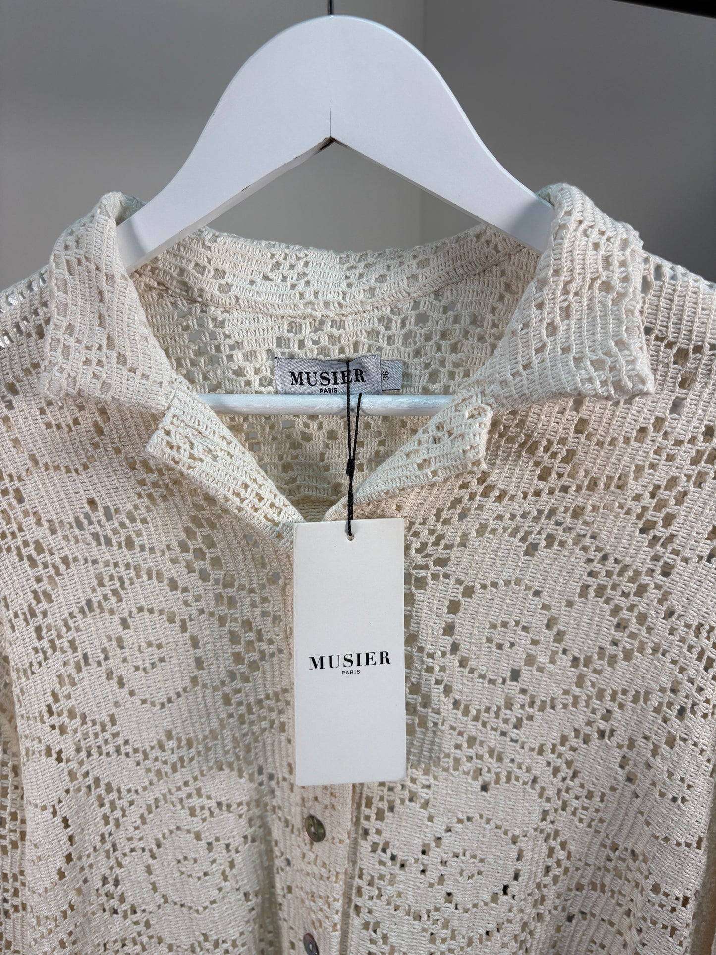 Muster Cream Embroidery Shirt - New In Tags 36/small
