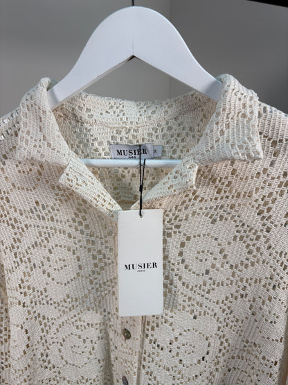 Muster Cream Embroidery Shirt - New In Tags 36/small