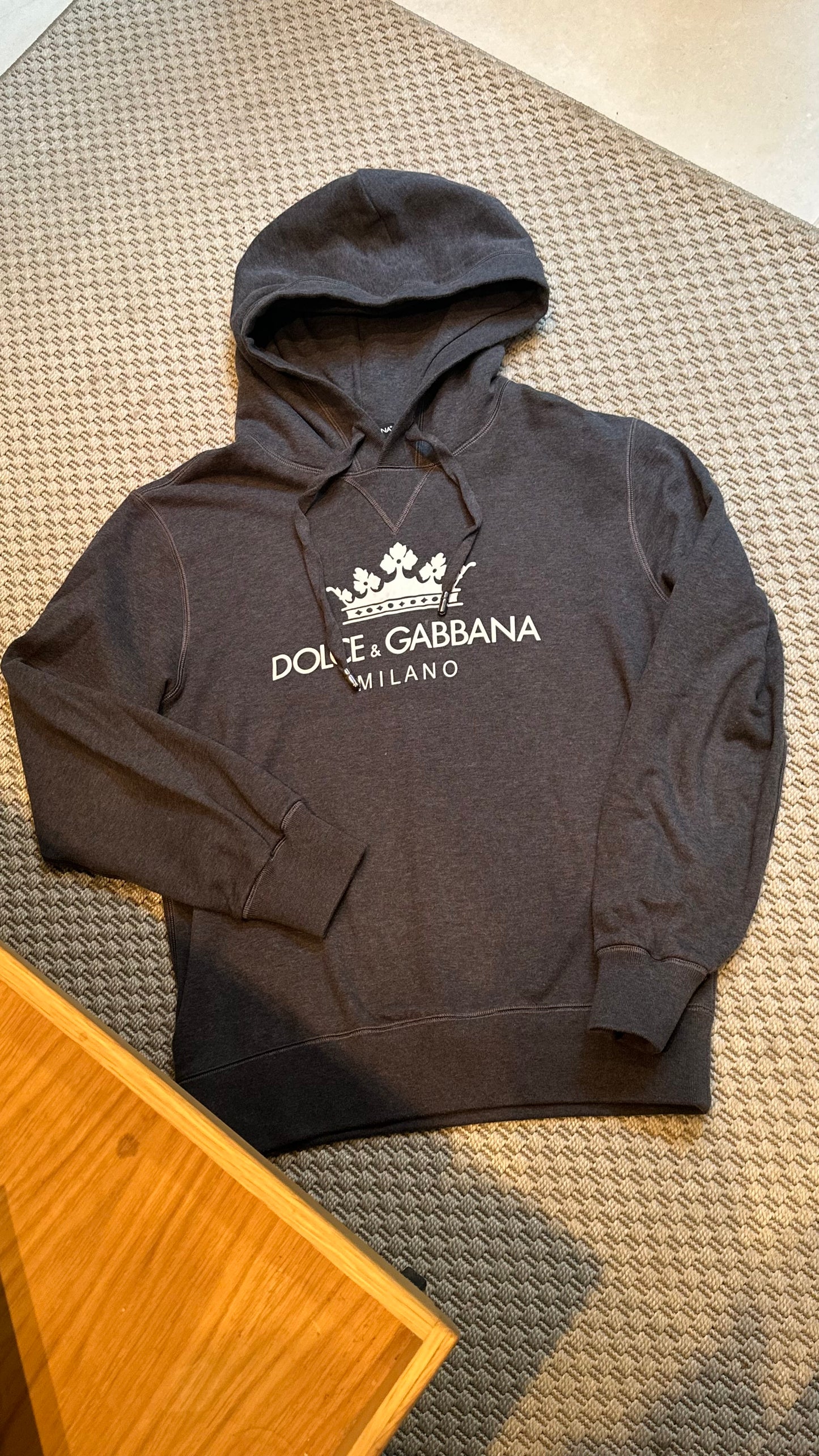 Dolce & Gabbana Grey & White Logo Hoodie - Small