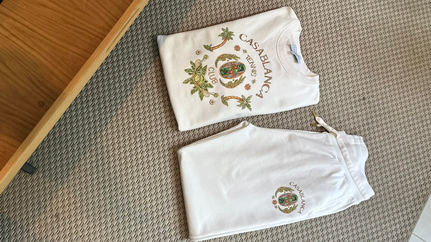 Casa Blanca Tennis Club WhiteJoyaux D'Afrique Embellished Tracksuit Set - L/XL