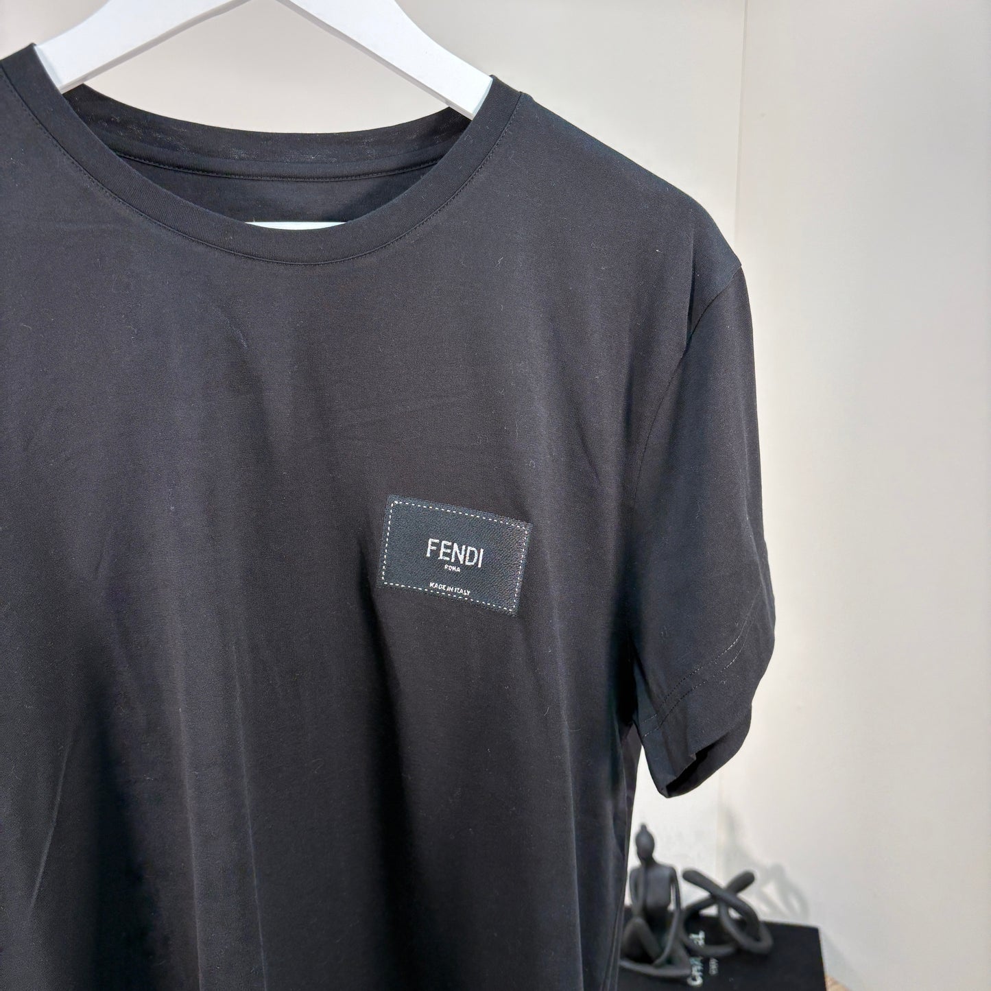 Fendi Black Stitch Logo T-Shirt – UK Small