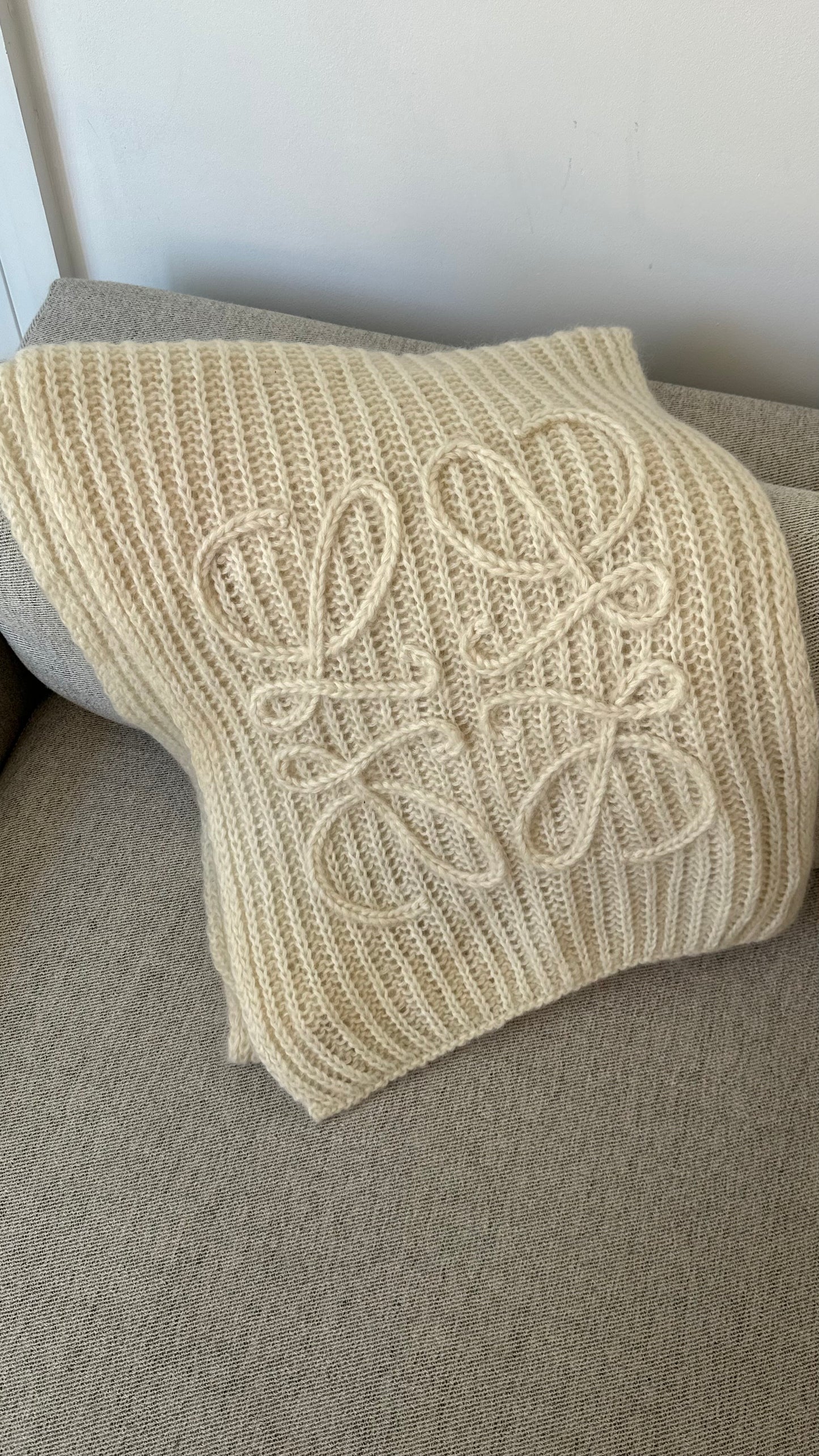 Loewe Cream Mohair Anagram Scarf