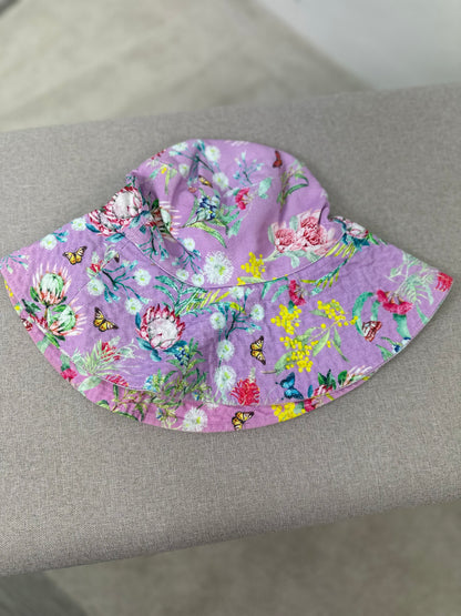 Kids Olga Valentine Floral Purple & Pink Two Sun Hats
