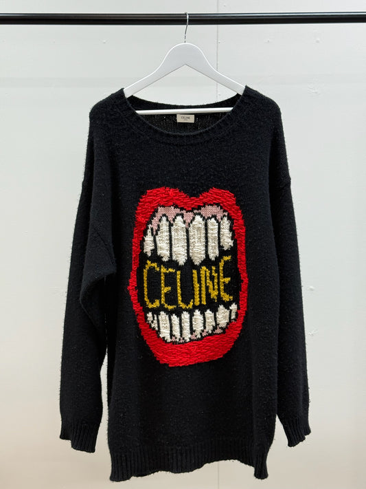 Celine Black Wool Mouth Knited Jumper - Small-oversize