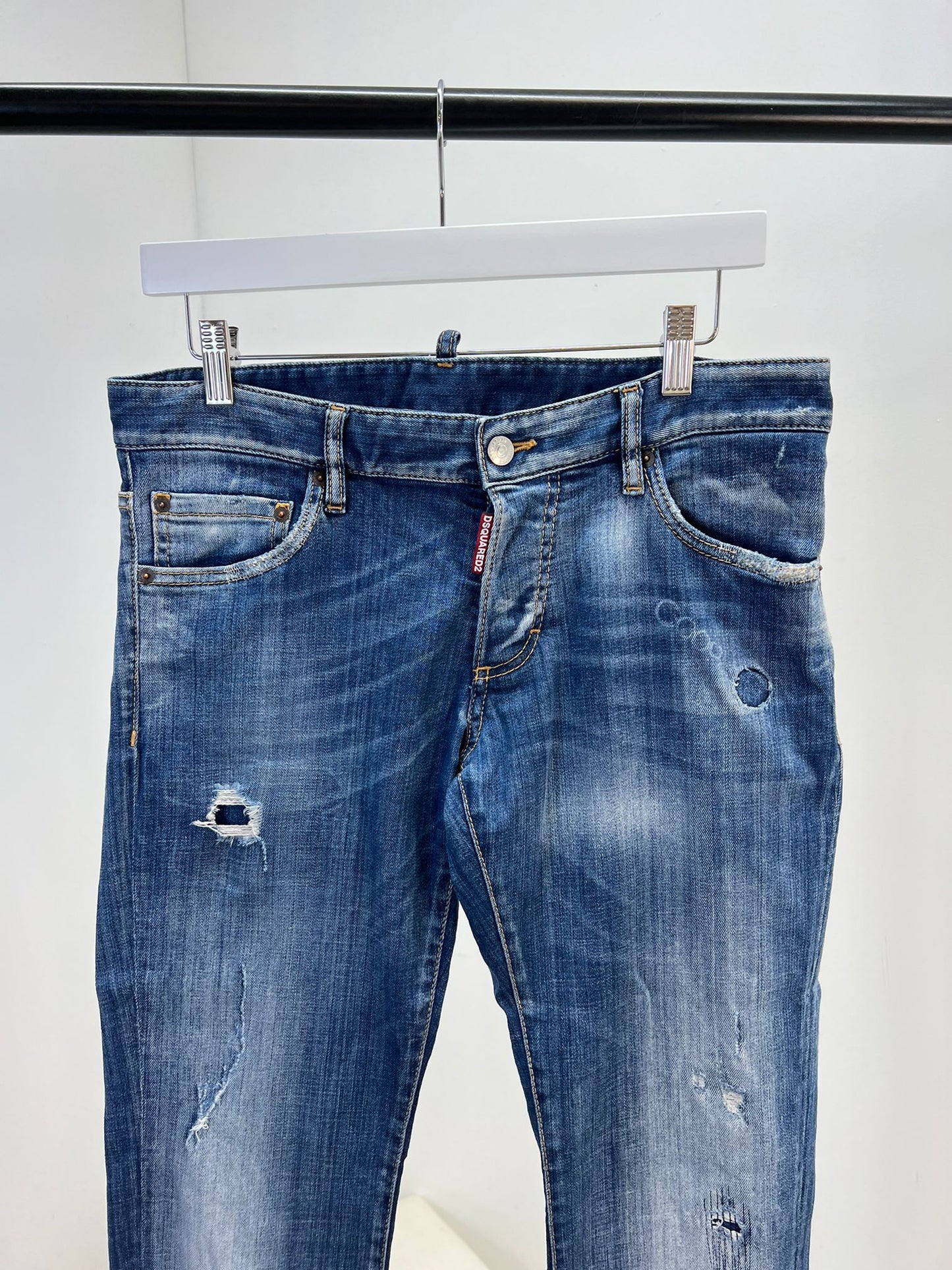 Dsquared2 Blue Denim Brown Label Jeans (L48)