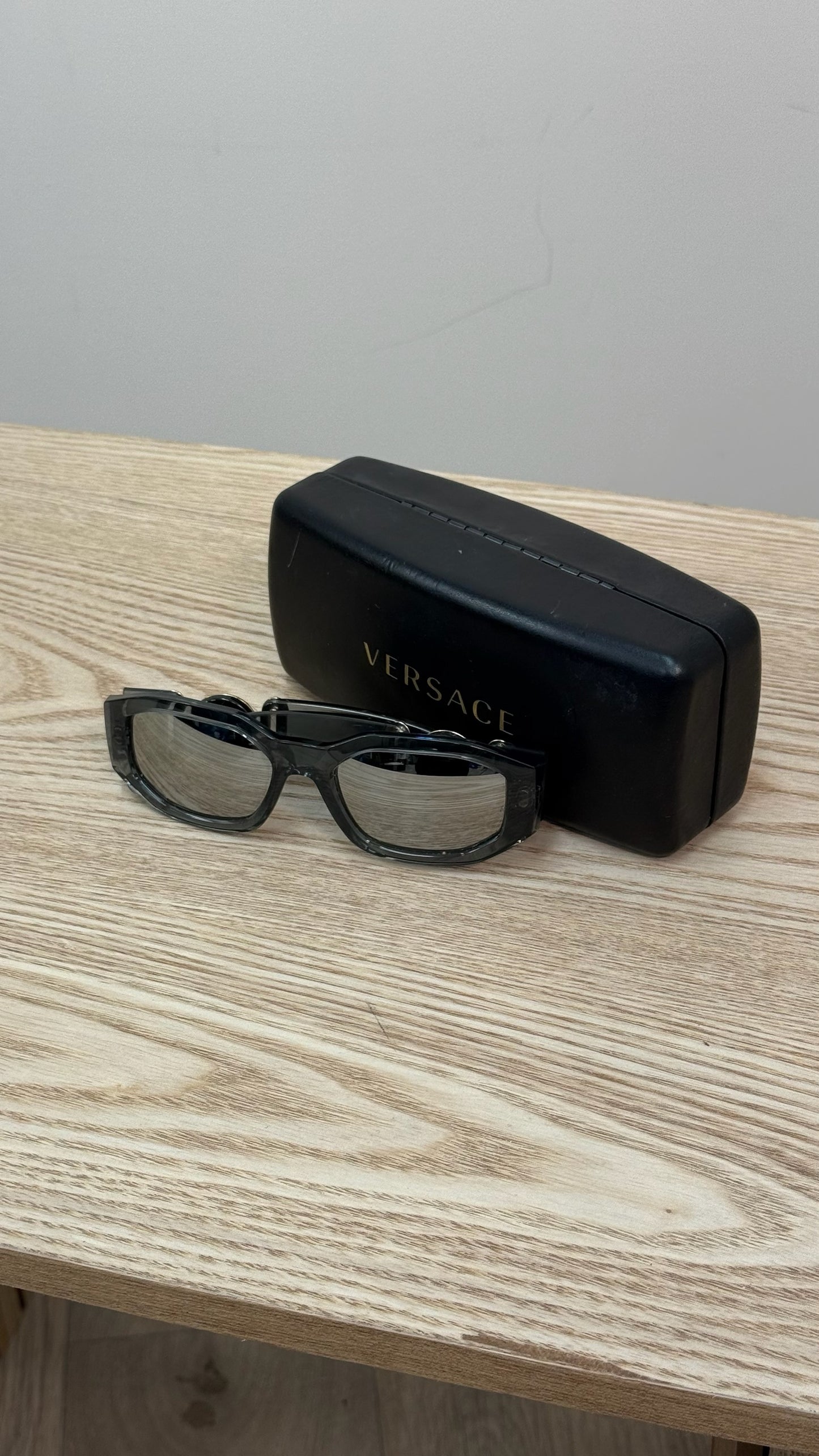 Versace Grey & Gold Hardware Sunglasses