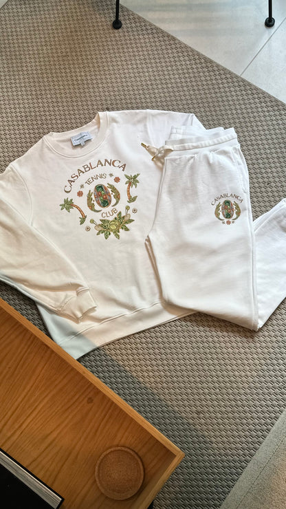 Casa Blanca Tennis Club WhiteJoyaux D'Afrique Embellished Tracksuit Set - L/XL