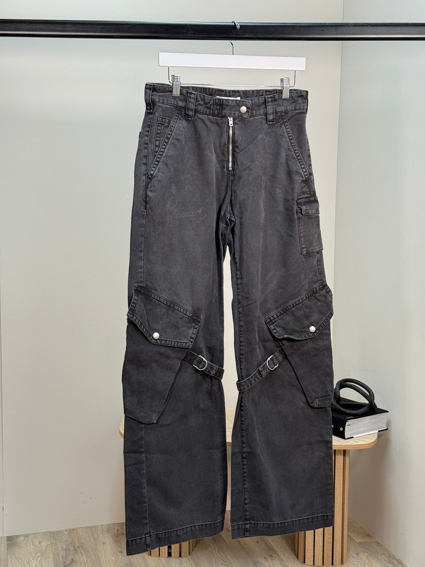 Acne Studios Black Denim Flared Combat Style Jeans - 36 (8-10)