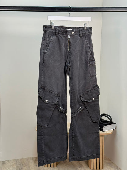 Acne Studios Black Denim Flared Combat Style Jeans - 36 (8-10)