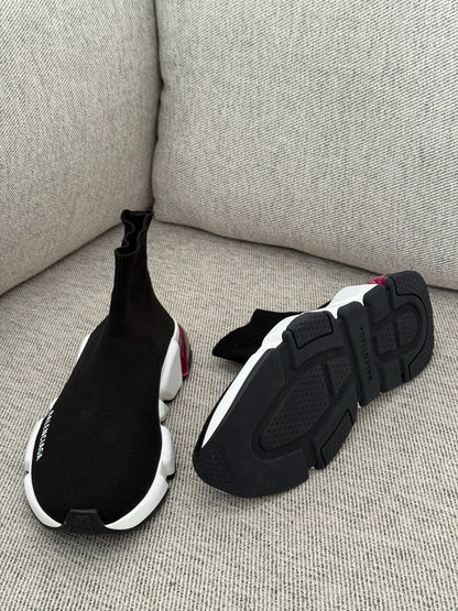 Balenciaga Black White Pink Speed Trainers- UK 5