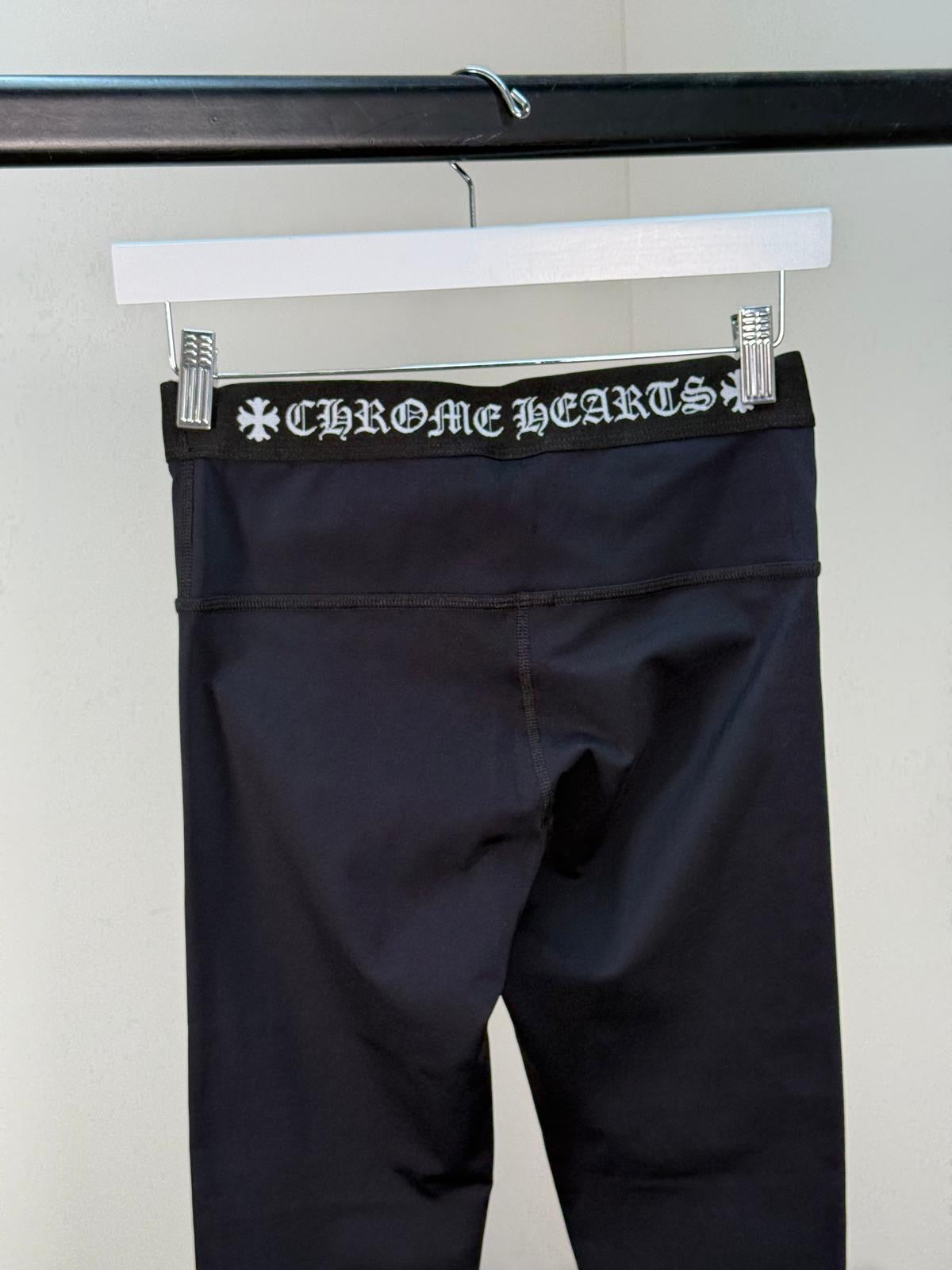 Chrome Hearts Black Logo Waist Leggings - Medium