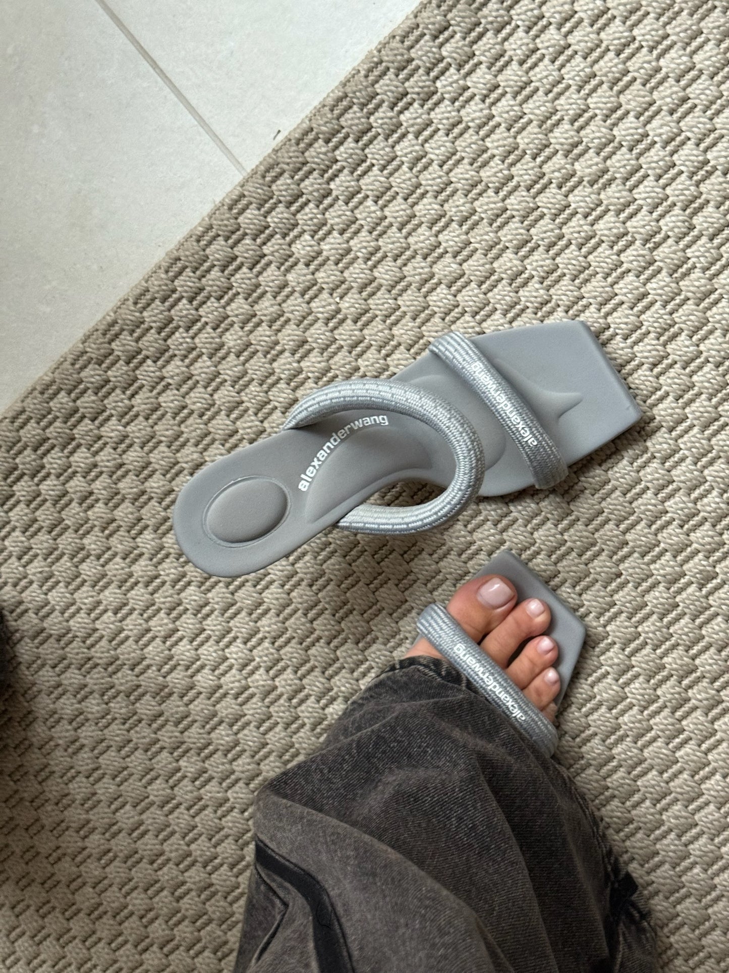 Alexander Wang Gray Julie 105mm Nylon Tubular Heeled Sandals - UK 5.5