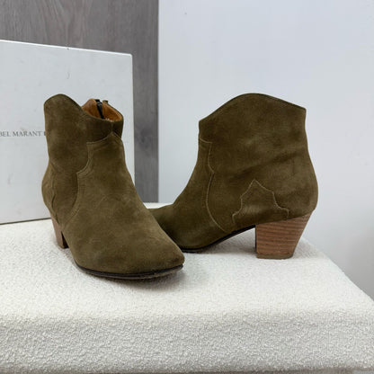 Isabel Marant Velvet Boots Brown Cowboy Boots - UK 2