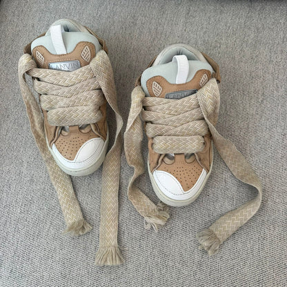 Lanvin Beige Curb Platform Trainers – EU 36 / UK 3
