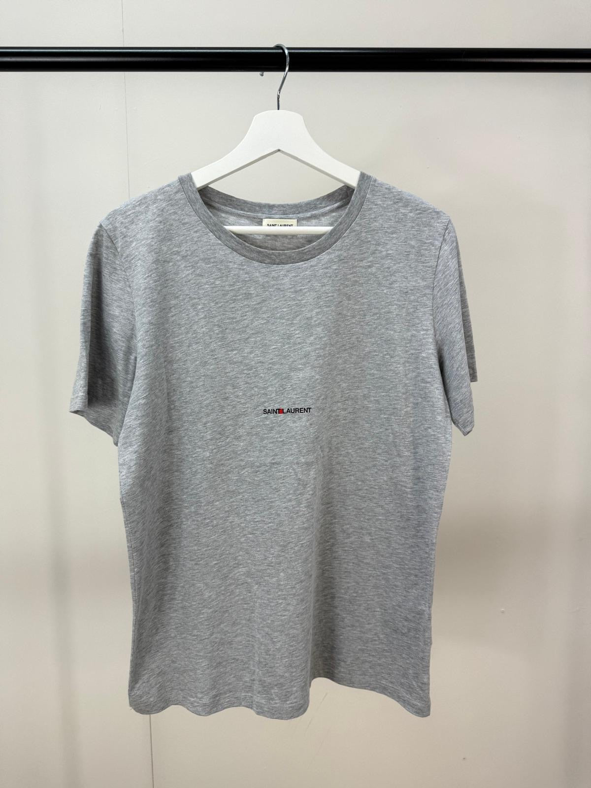 Saint Laurent Grey Logo T-Shirt - Small