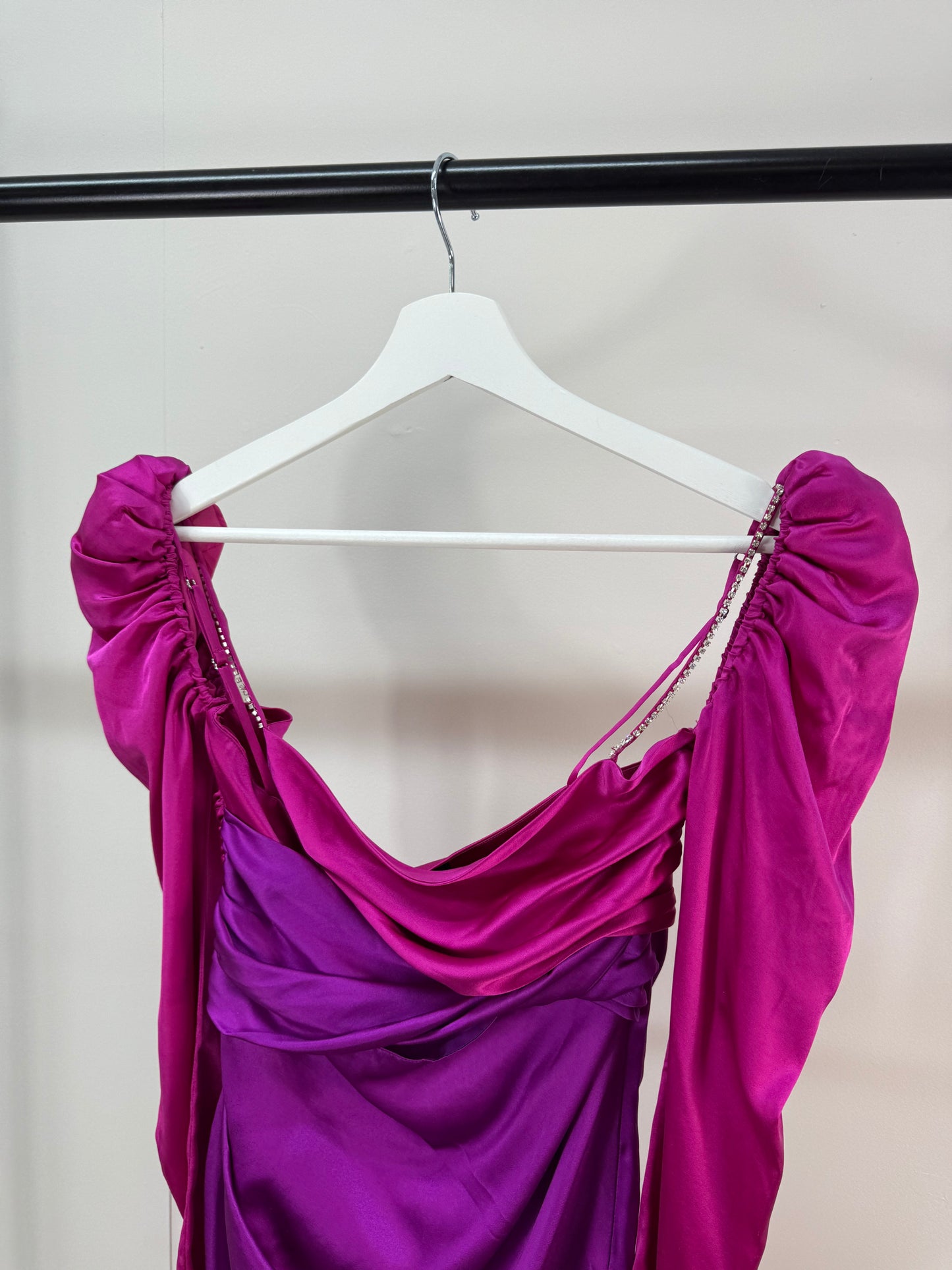 The Bar Twist Dress Pink Silk Crystal Mini Dress - Small