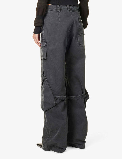 Acne Studios Black Denim Flared Combat Style Jeans - 36 (8-10)