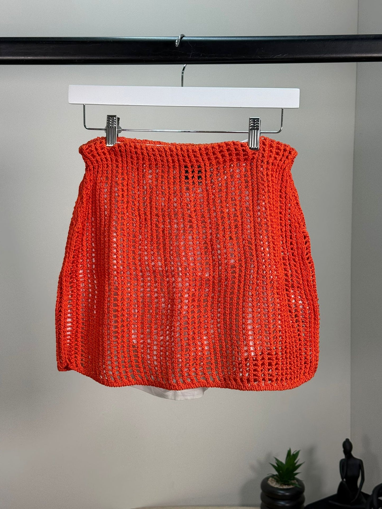 Prada Coral And White Crochet Skirt - 40/M