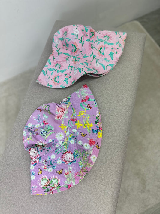 Kids Olga Valentine Floral Purple & Pink Two Sun Hats