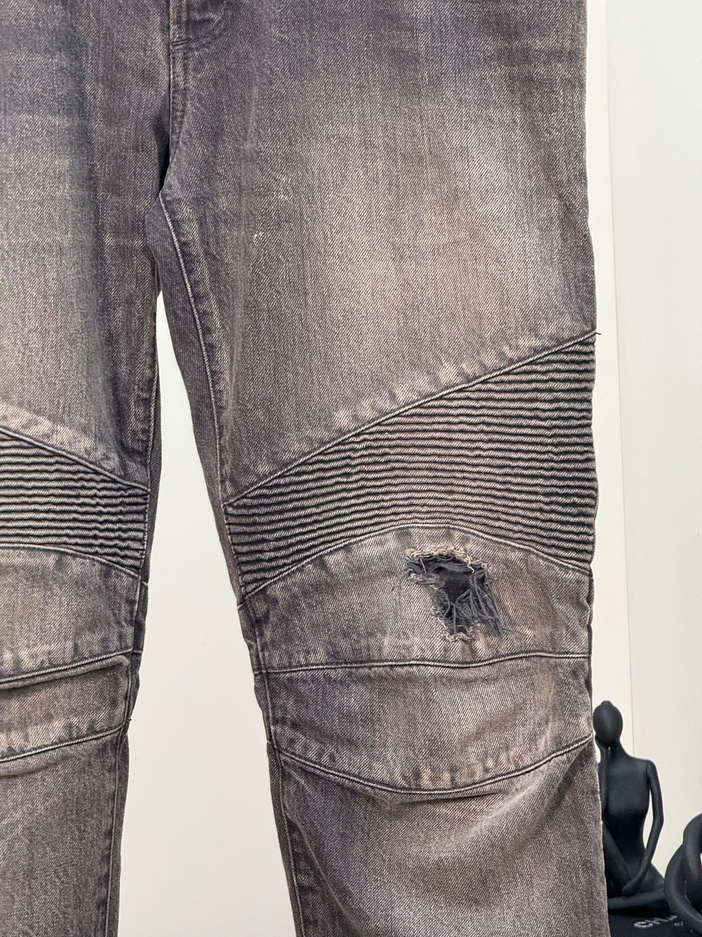 Balmain Black Washed Ribbed Jeans - 32 waist