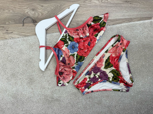 Kids Zimmermann Red Blue Floral Bikini Age 8
