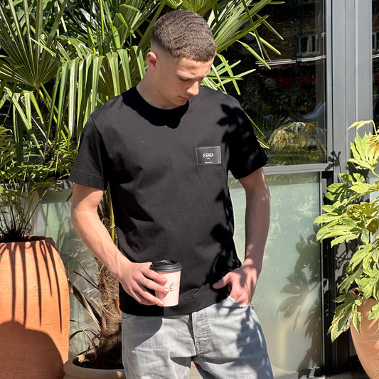 Fendi Black Stitch Logo T-Shirt – UK Small
