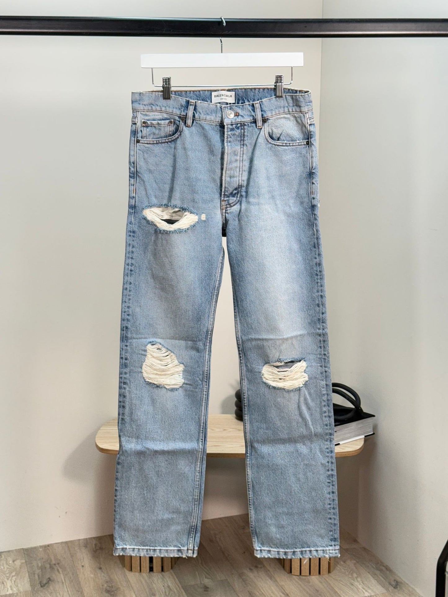 Balenciaga Unisex Blue Distressed Jeans - Brand New In Tags 27