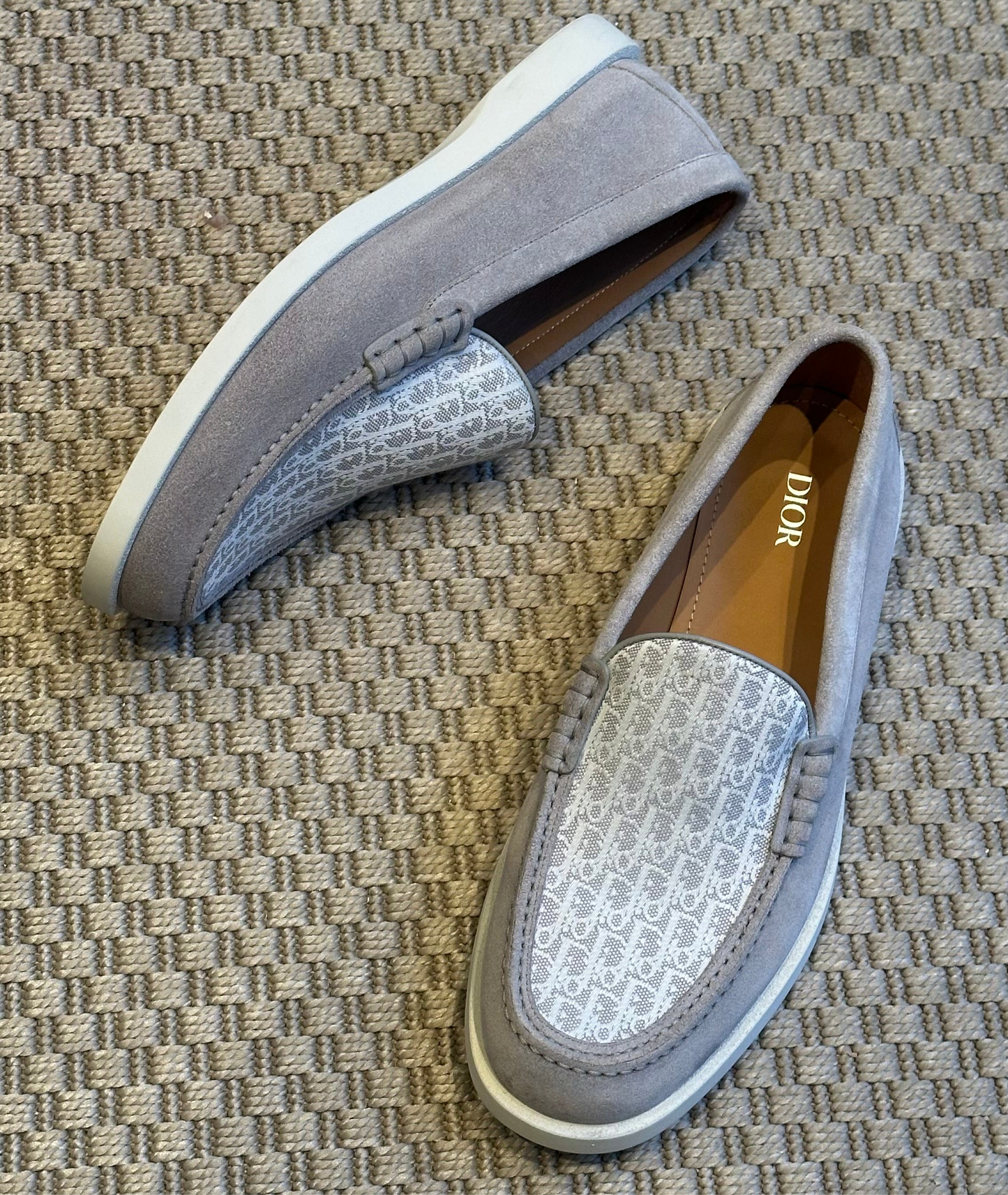 Dior Granville Light Grey Suede Oblique Loafer – UK 8