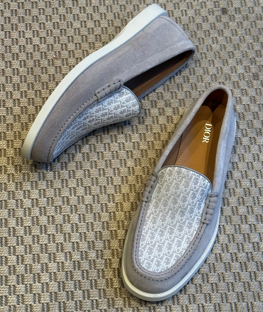 Dior Granville Light Grey Suede Oblique Loafer – UK 8