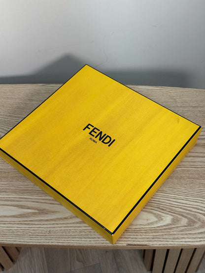 Fendi Brown Logo Flat Clutch Bag