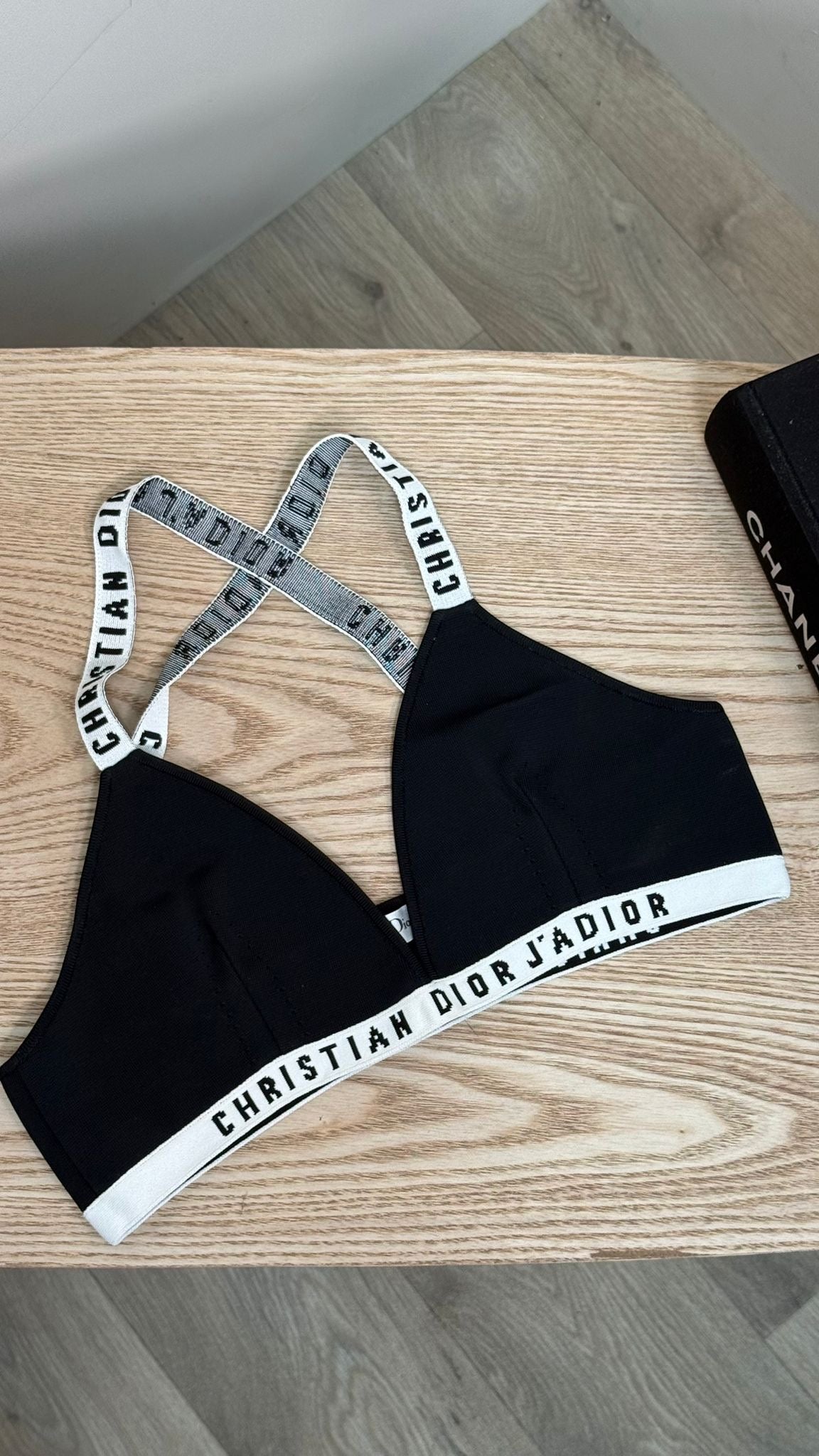 Dior White And Black Bralette High-Waisted Shorts Set - Large / Large