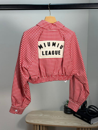 Miu Miu Gingham Checked Cropped Jacket - 36/S