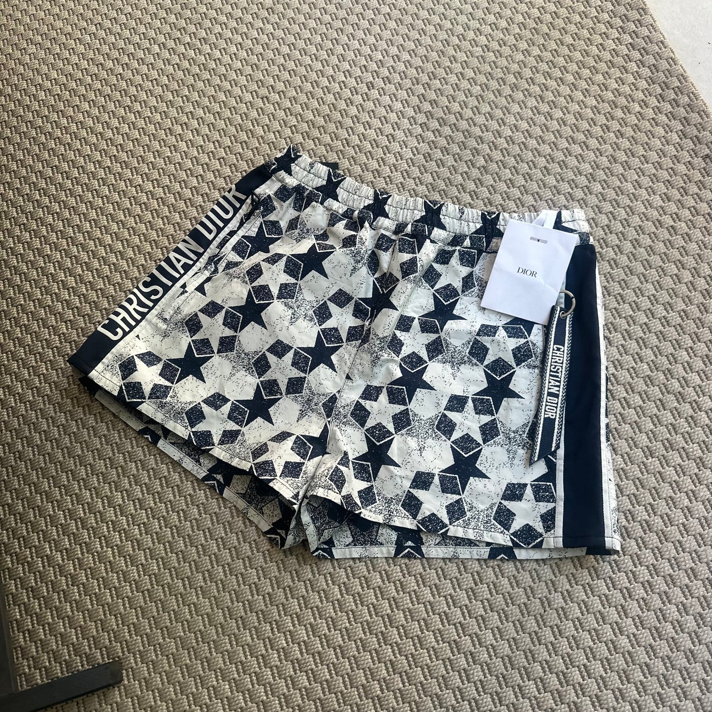 Christian Dior Oblique Star Print Shorts White Navy – IT 36 / UK 8. Brand New