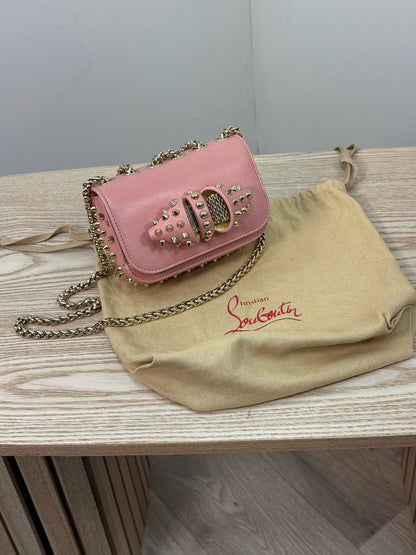 Chrisitan Louboutin Pink Leather Spiked Sweet Charity Bag - One Size