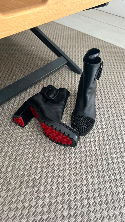 Christian Louboutin Black Spike Rubber Ankle Boots – EU 36 / UK 3
